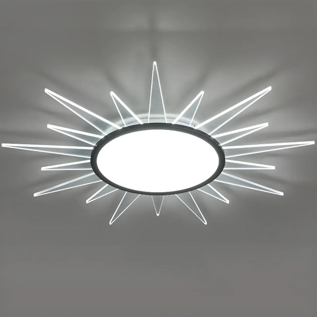 Grand plafonnier LED rond en acrylique à effet soleil