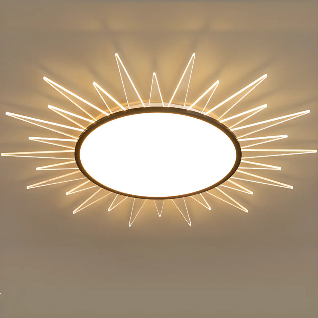 Grand plafonnier LED rond en acrylique à effet soleil