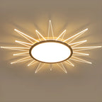 Grand plafonnier LED rond en acrylique à effet soleil