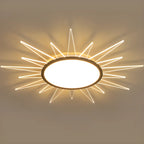 Grand plafonnier LED rond en acrylique à effet soleil