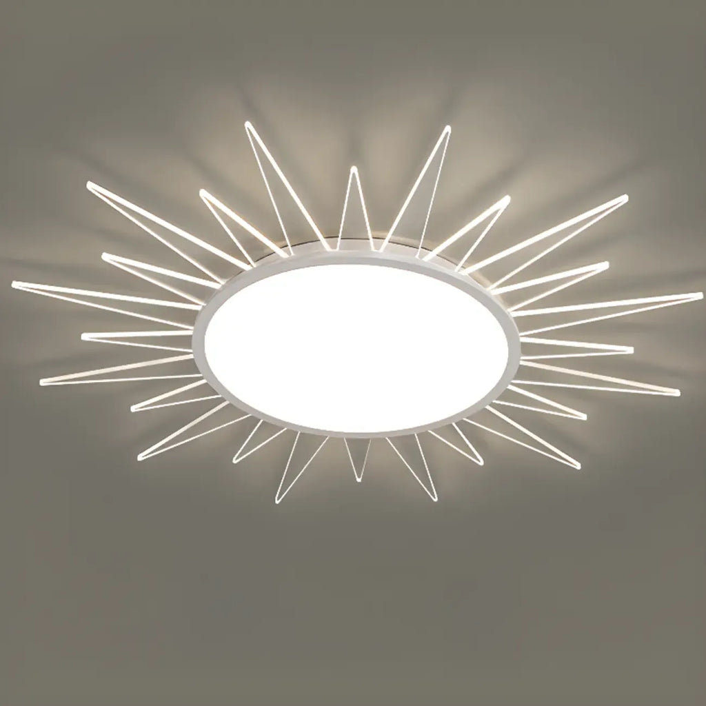 Grand plafonnier LED rond en acrylique à effet soleil