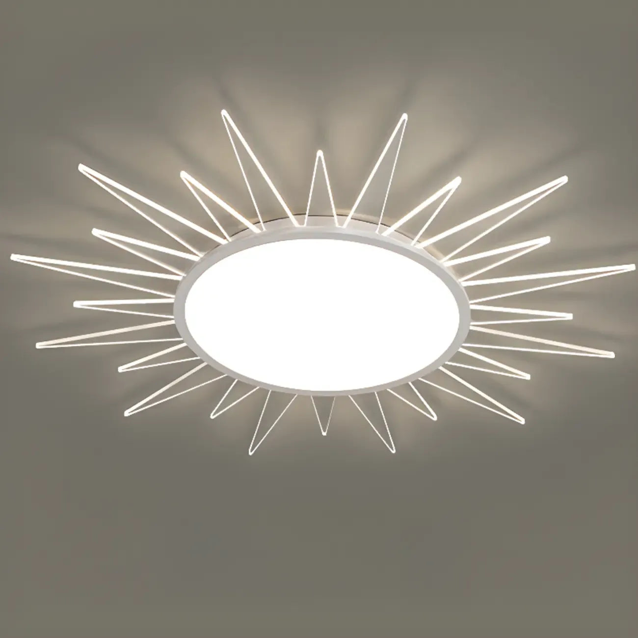 Grand plafonnier LED rond en acrylique à effet soleil