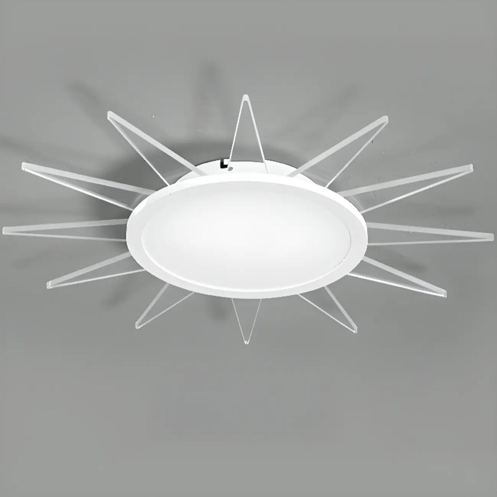Grand plafonnier LED rond en acrylique à effet soleil