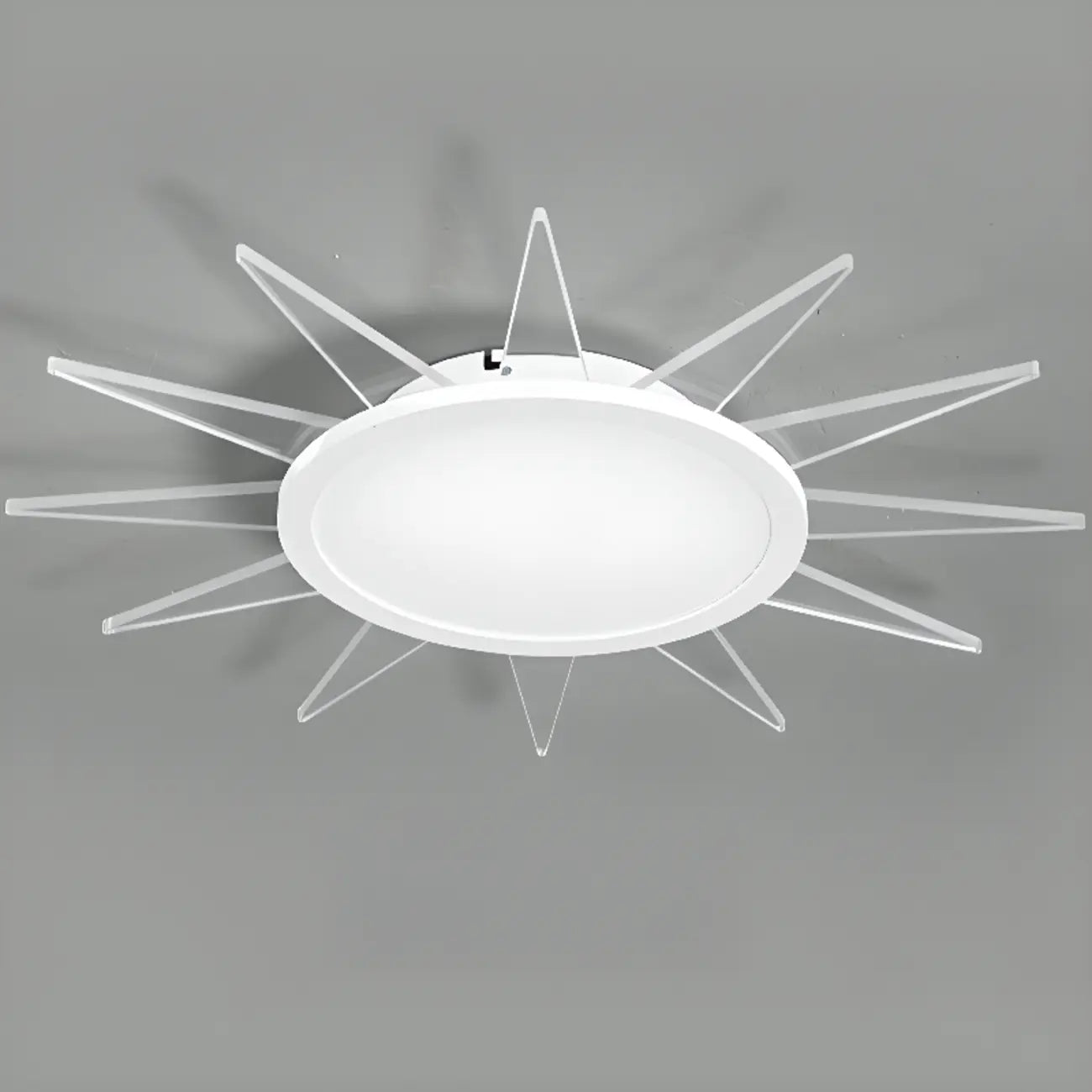 Grand plafonnier LED rond en acrylique à effet soleil