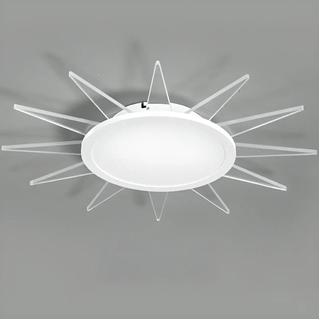 Grand plafonnier LED rond en acrylique à effet soleil