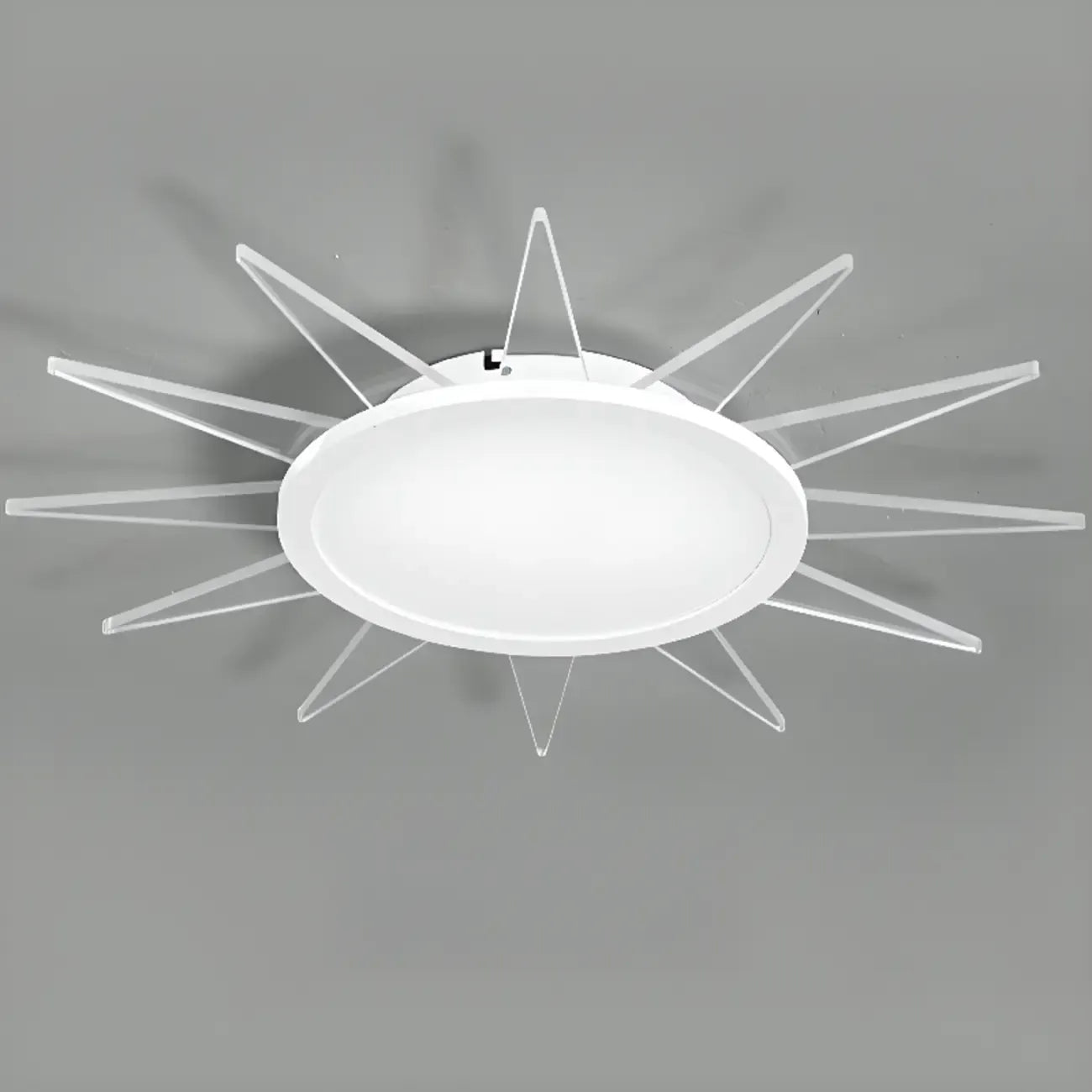 Grand plafonnier LED rond en acrylique à effet soleil