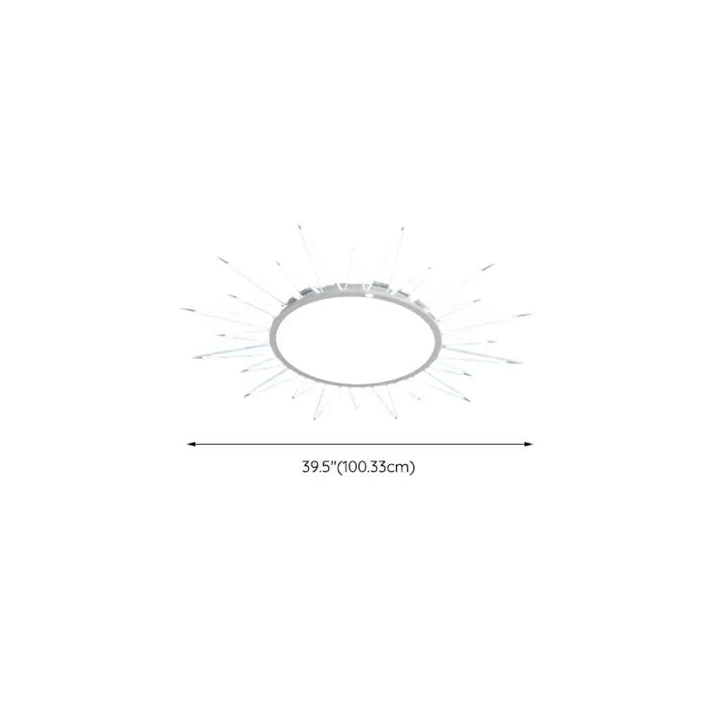 Grand plafonnier LED rond en acrylique à effet soleil