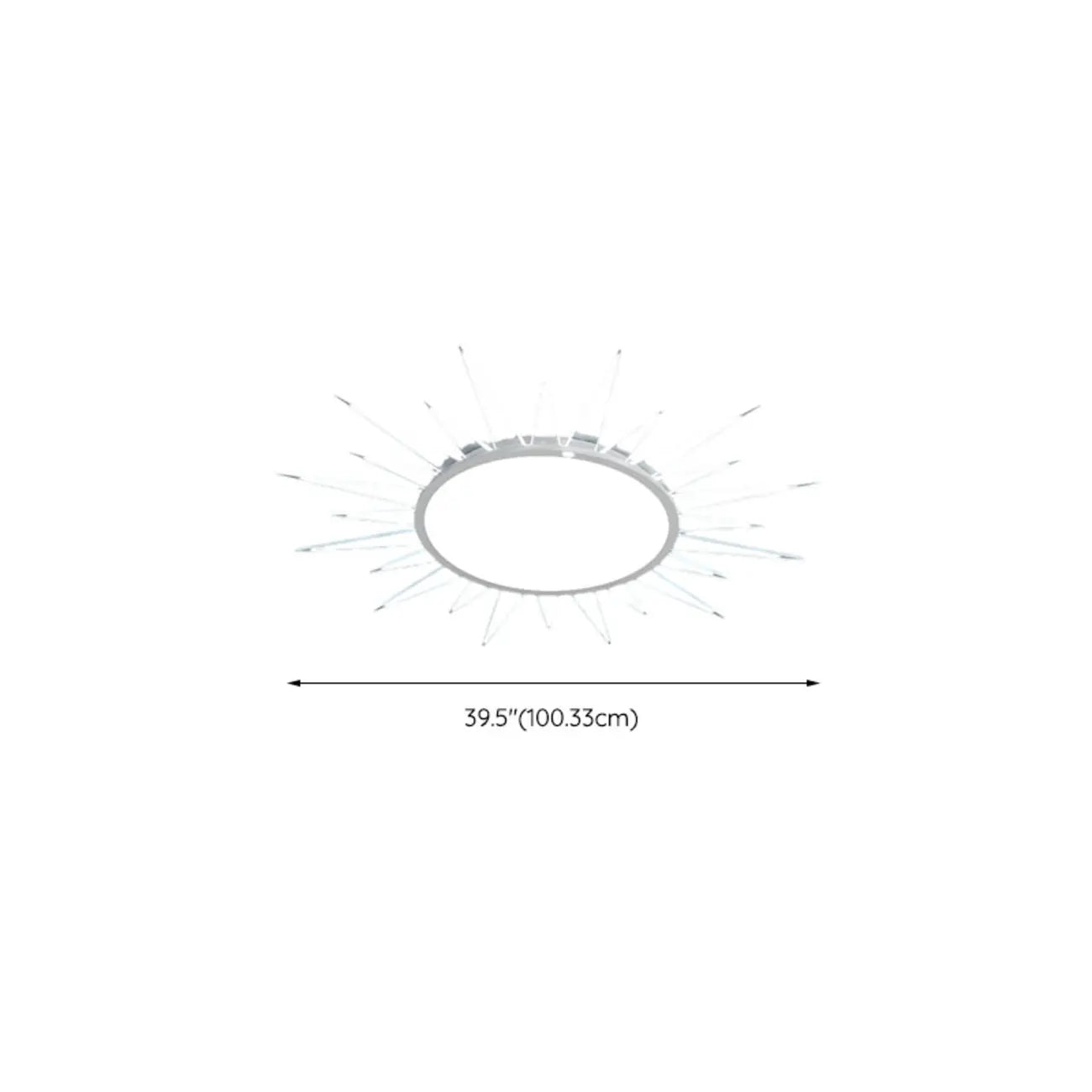 Grand plafonnier LED rond en acrylique à effet soleil