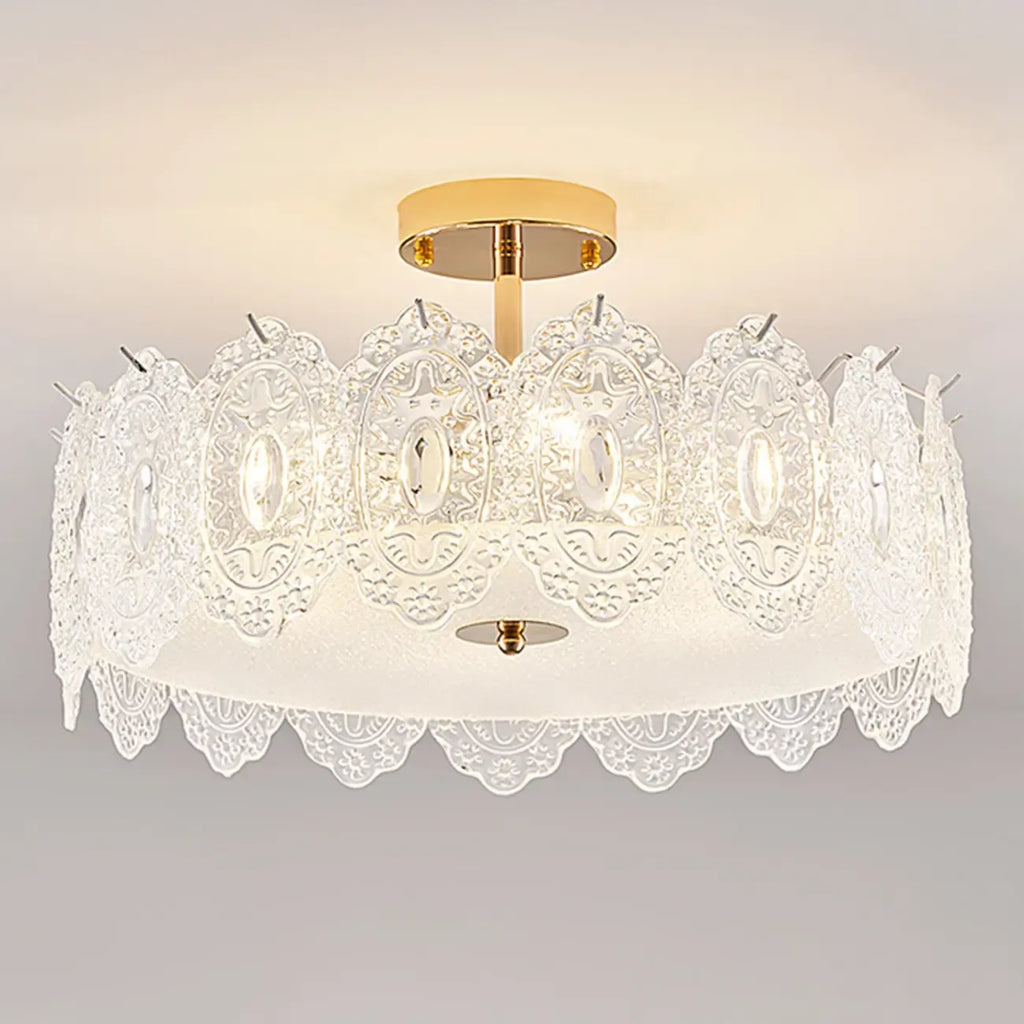 Plafonnier semi-encastré moderne et élégant en verre plume