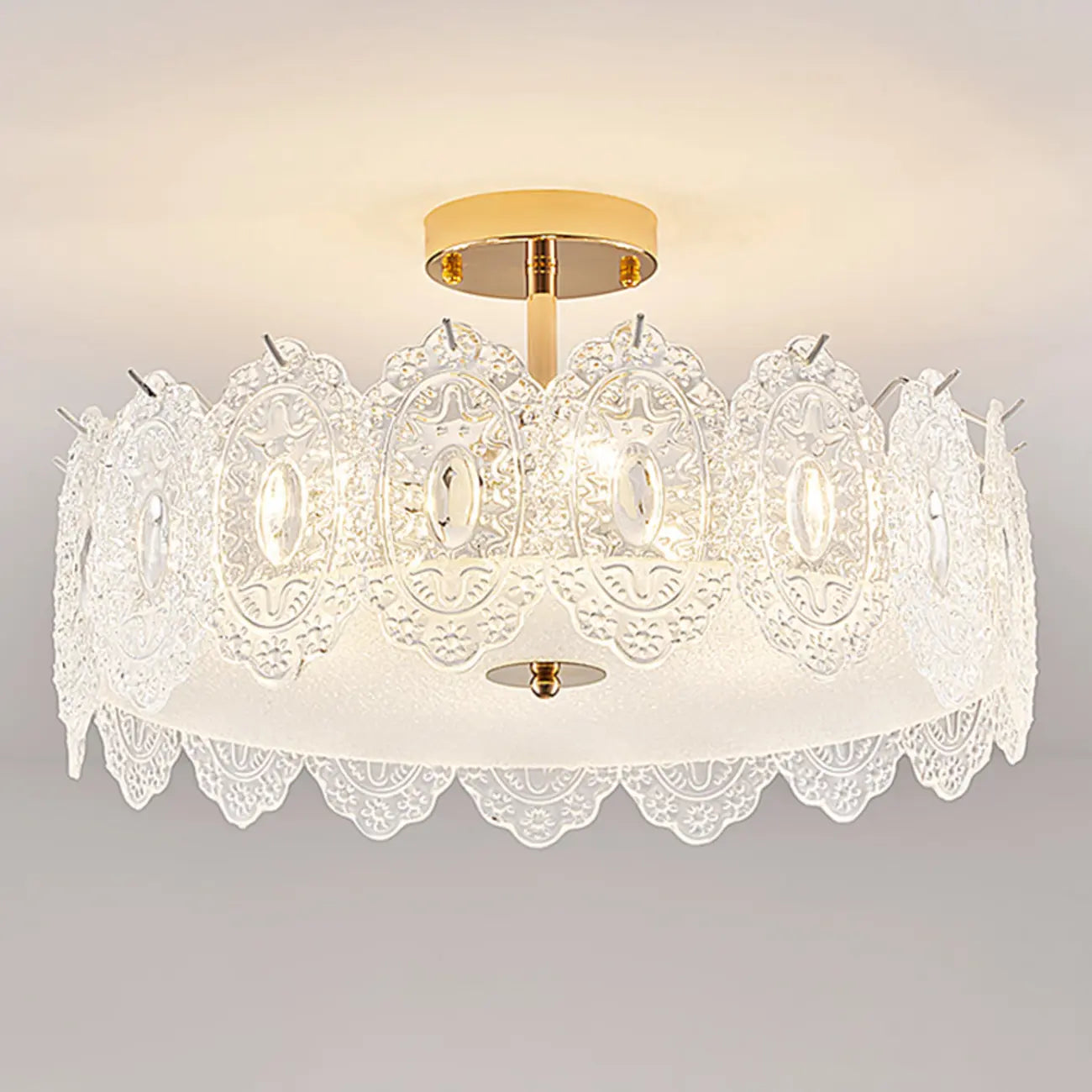 Plafonnier semi-encastré moderne et élégant en verre plume