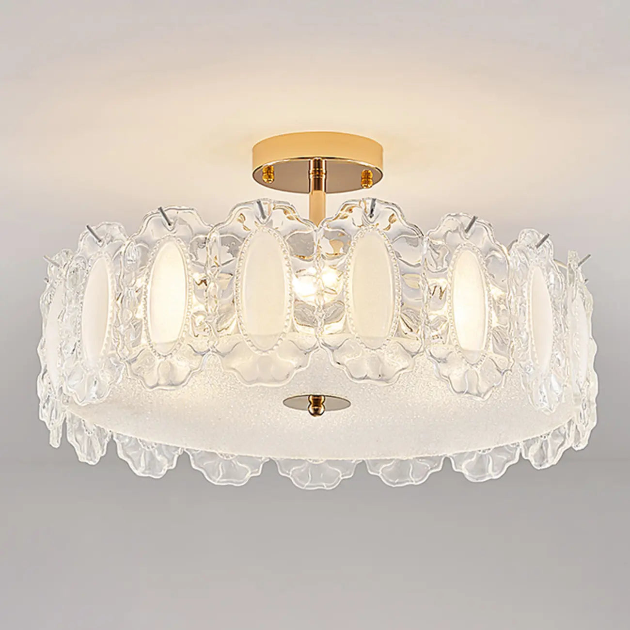 Plafonnier semi-encastré moderne et élégant en verre plume