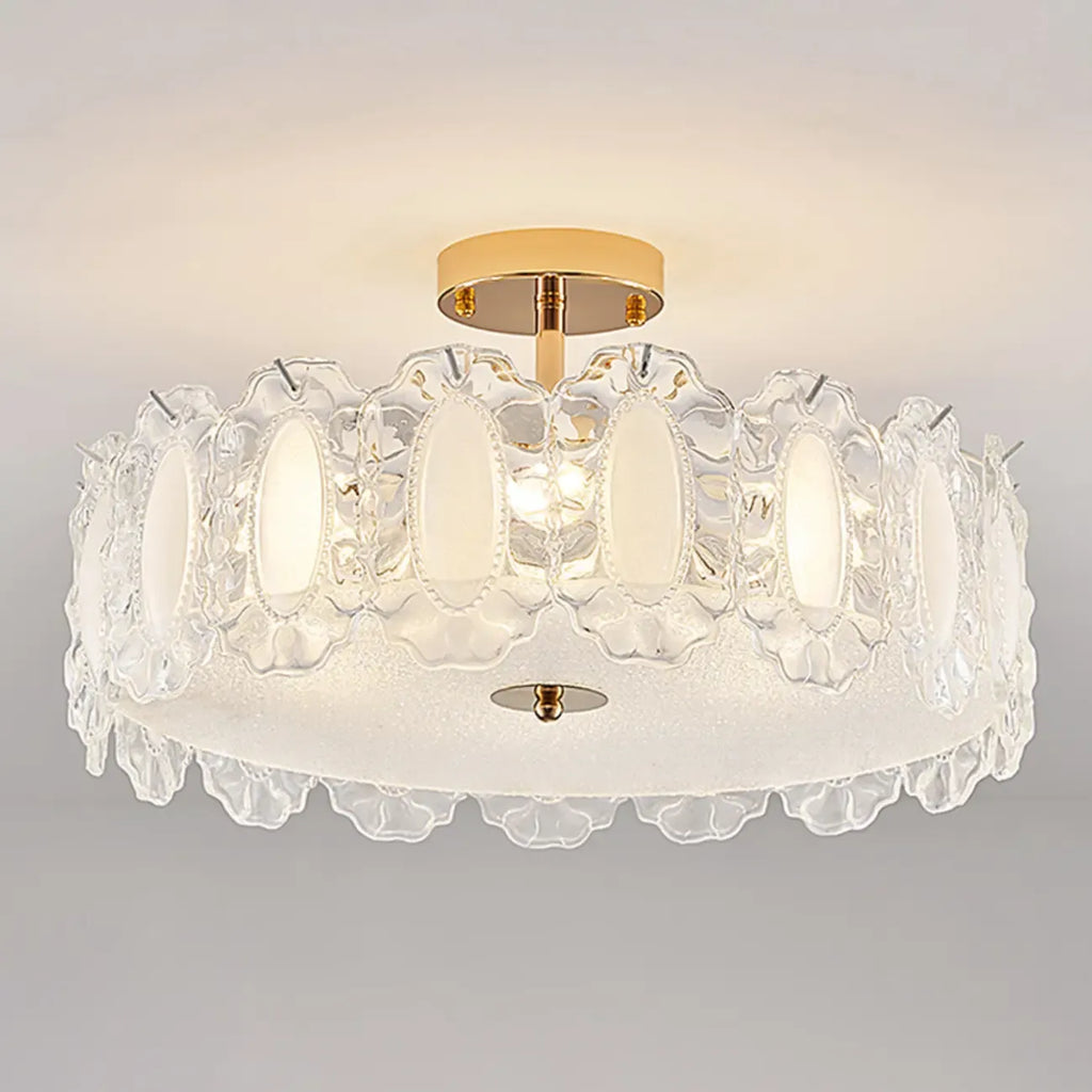 Plafonnier semi-encastré moderne et élégant en verre plume