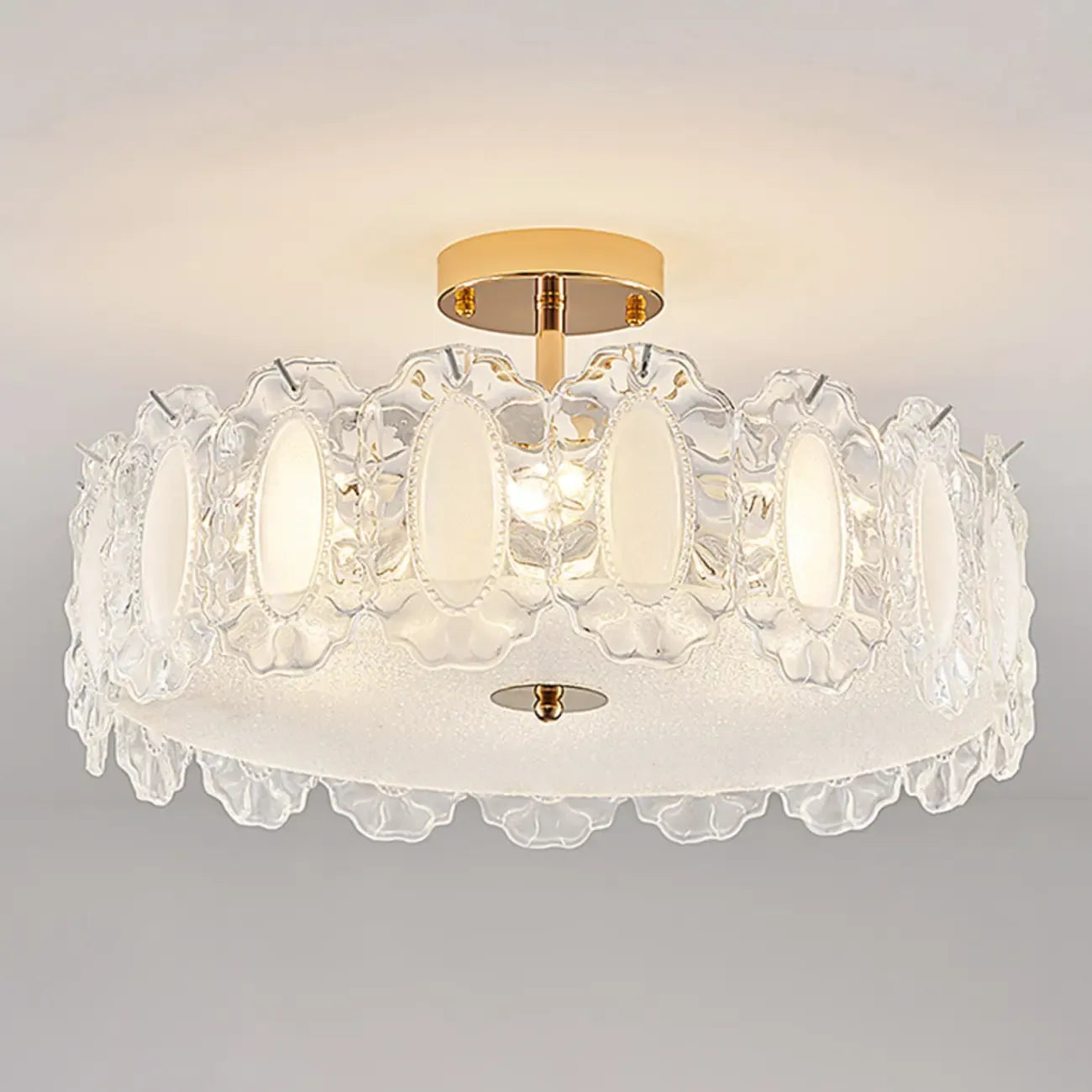 Plafonnier semi-encastré moderne et élégant en verre plume
