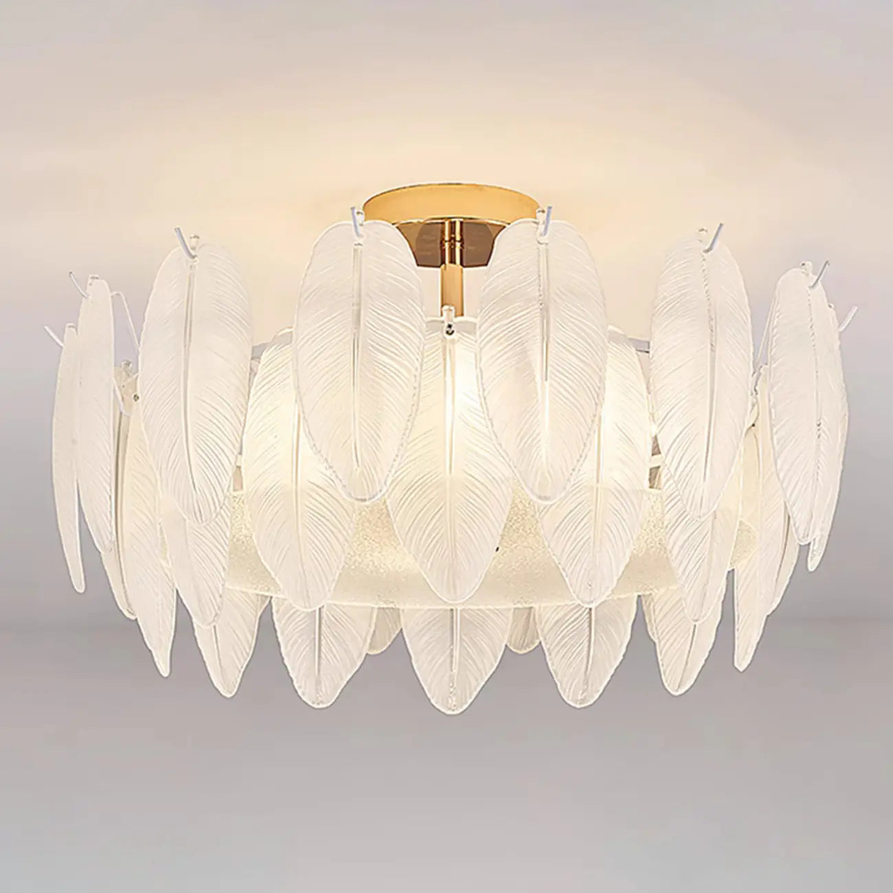 Plafonnier semi-encastré moderne et élégant en verre plume