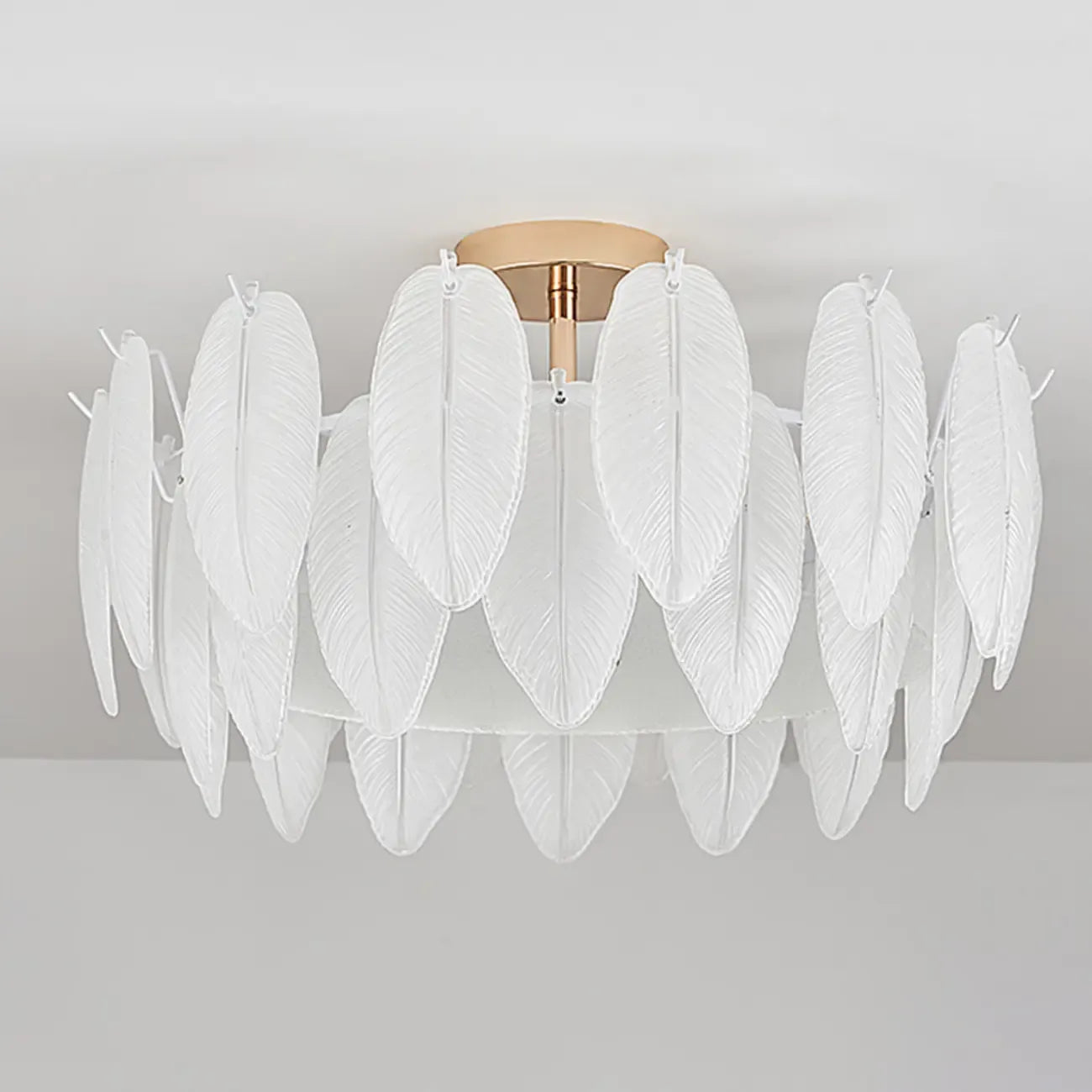 Plafonnier semi-encastré moderne et élégant en verre plume
