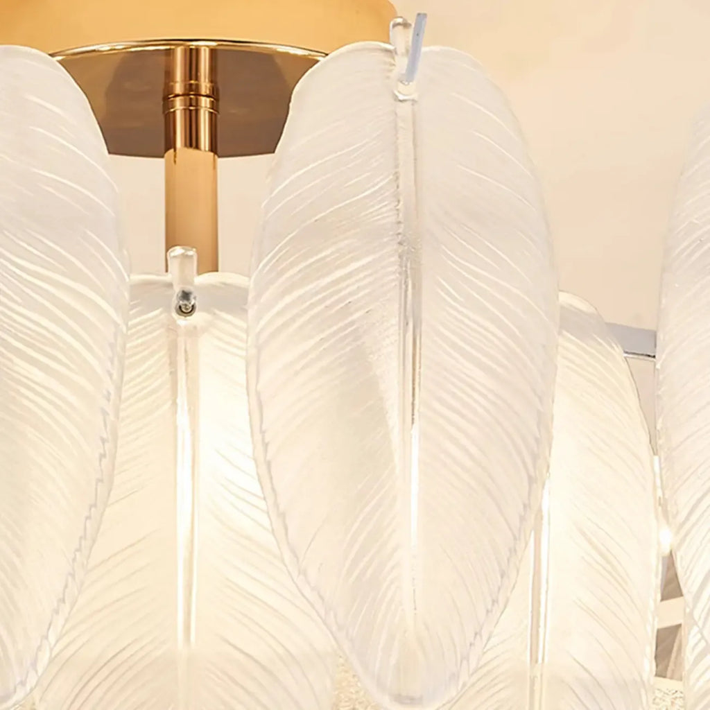 Plafonnier semi-encastré moderne et élégant en verre plume