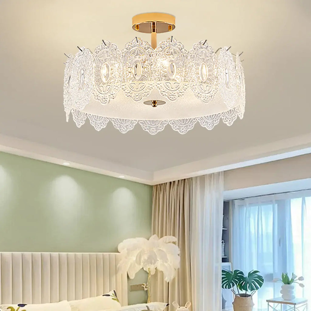 Plafonnier semi-encastré moderne et élégant en verre plume