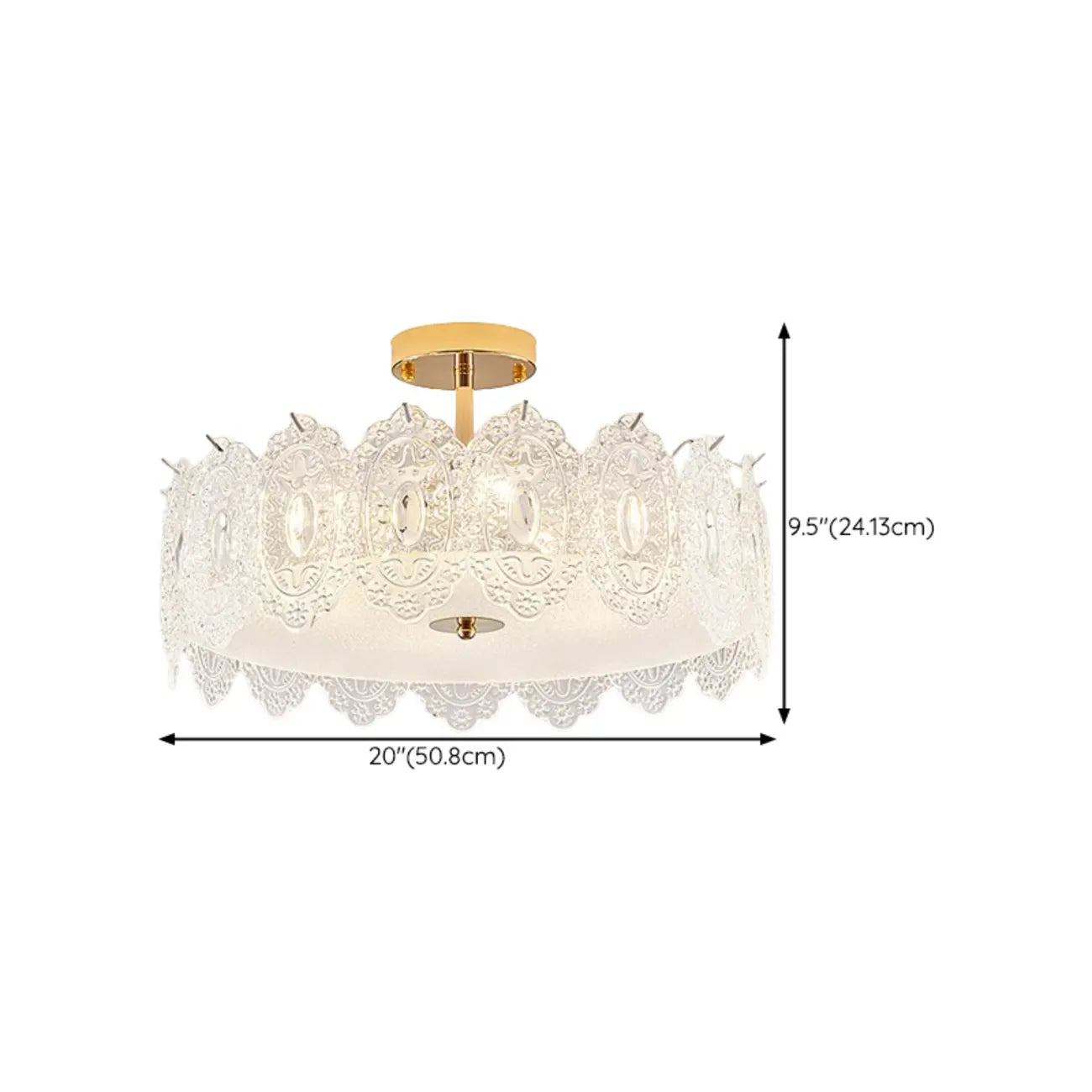 Plafonnier semi-encastré moderne et élégant en verre plume