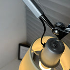 Lampada da Parete in Metallo con Braccio Orientabile e Paralume in Tessuto per Camera da Letto