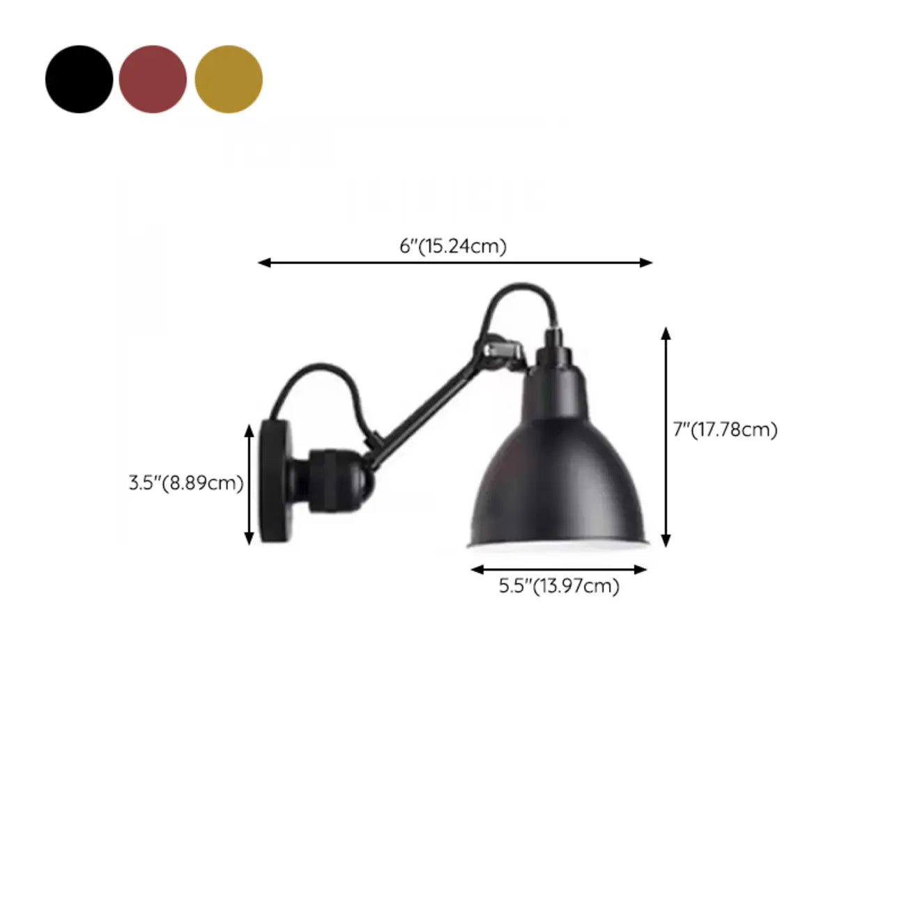 Applique murale industrielle noire avec dôme pour éclairage de chambre