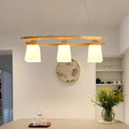 Suspension moderne à 3 lumières en bois et verre pour îlot de cuisine