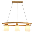 Suspension moderne à 3 lumières en bois et verre pour îlot de cuisine