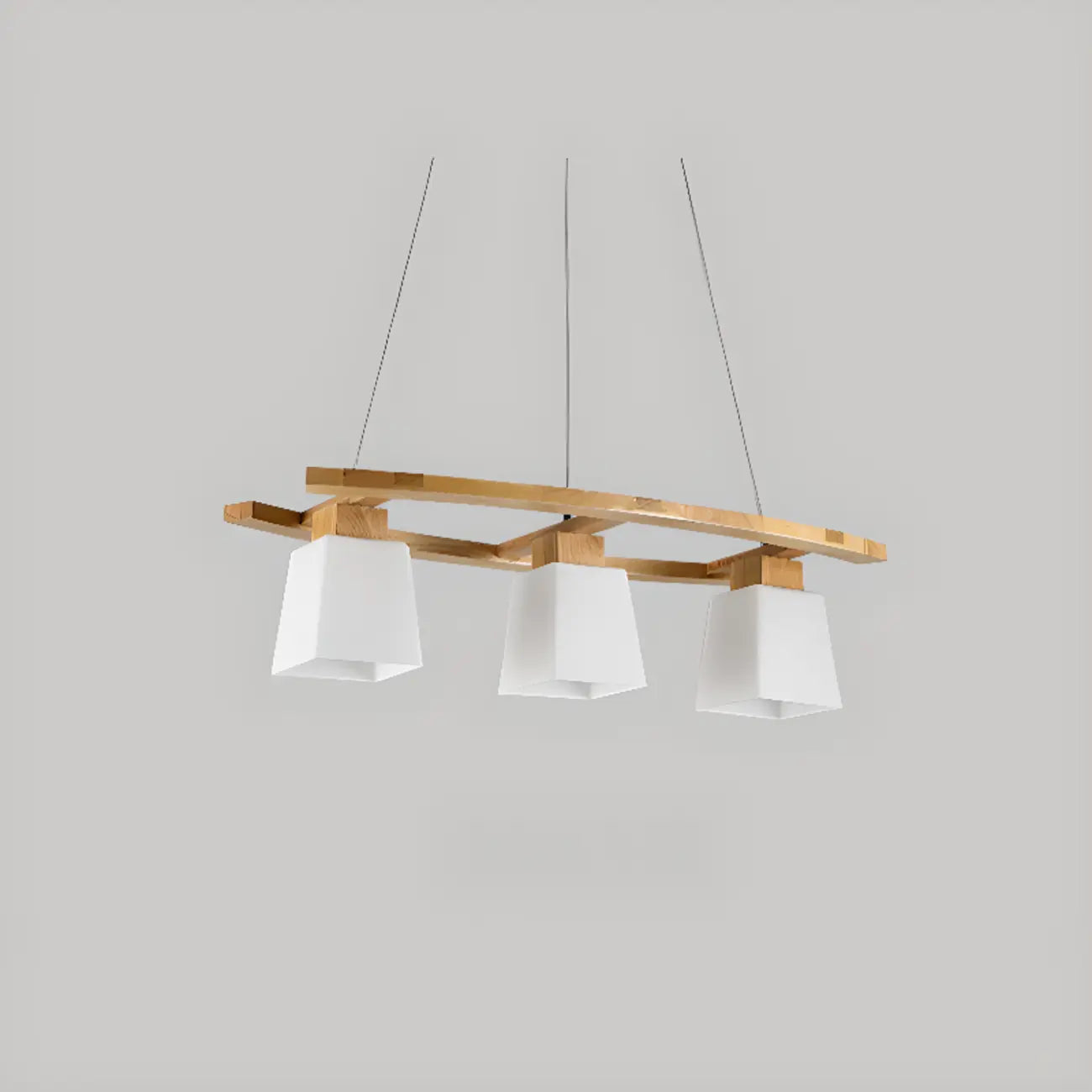 Suspension moderne à 3 lumières en bois et verre pour îlot de cuisine