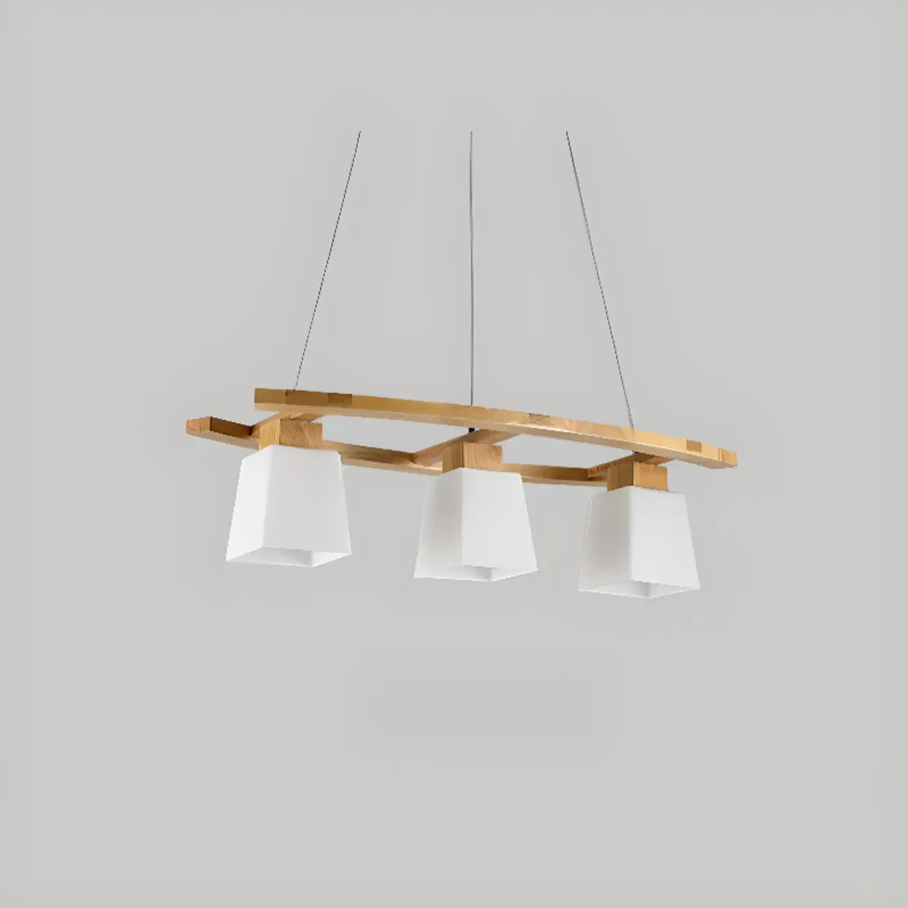 Suspension moderne à 3 lumières en bois et verre pour îlot de cuisine