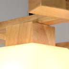 Suspension moderne à 3 lumières en bois et verre pour îlot de cuisine