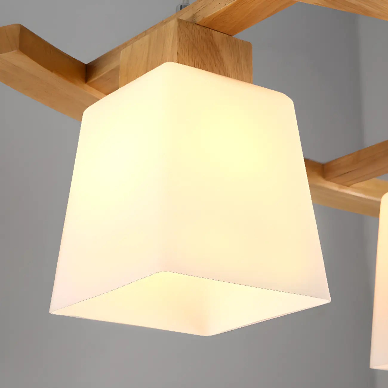 Suspension moderne à 3 lumières en bois et verre pour îlot de cuisine
