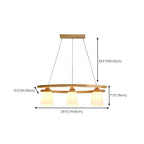 Suspension moderne à 3 lumières en bois et verre pour îlot de cuisine
