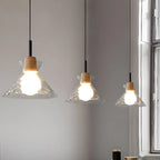 Lampadario a sospensione da cucina a 3 luci con vetro trasparente
