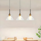 Lampadario a sospensione da cucina a 3 luci con vetro trasparente