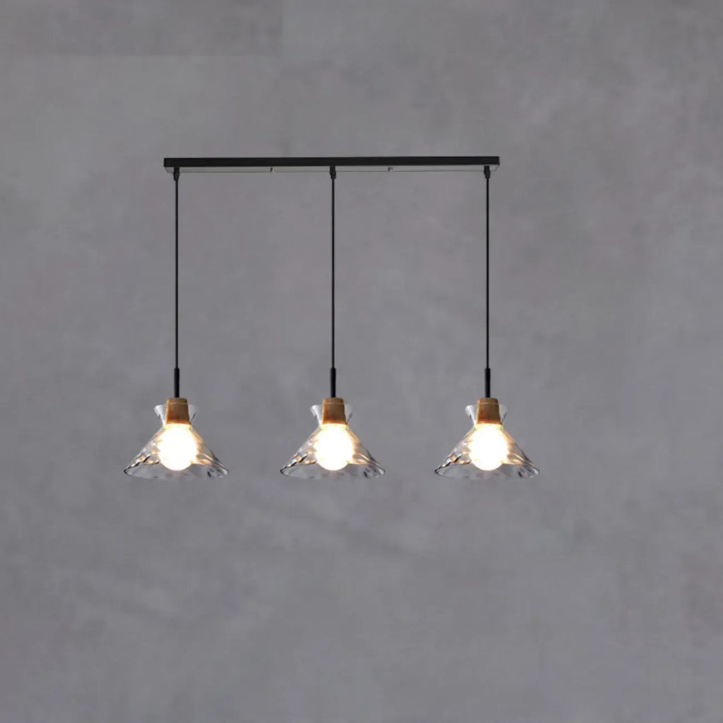 Lampadario a sospensione da cucina a 3 luci con vetro trasparente