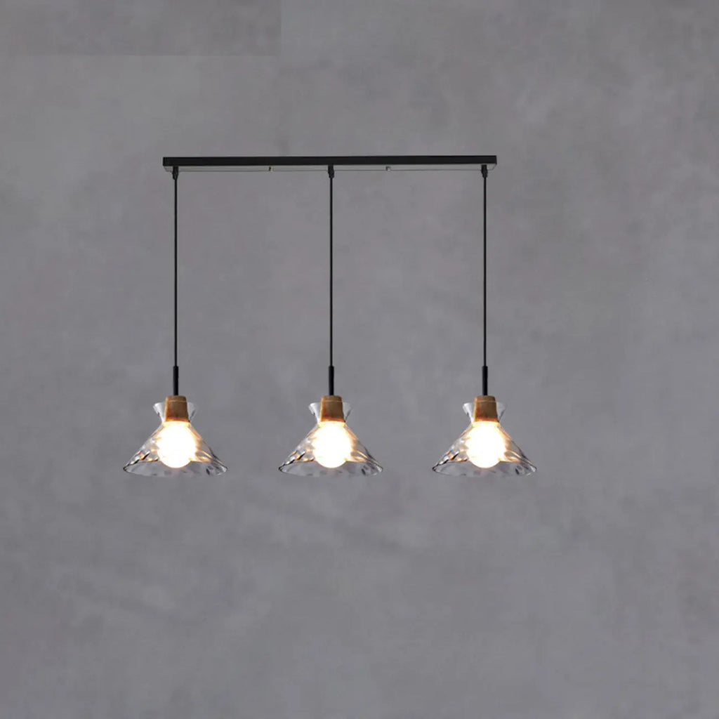 Lampadario a sospensione da cucina a 3 luci con vetro trasparente