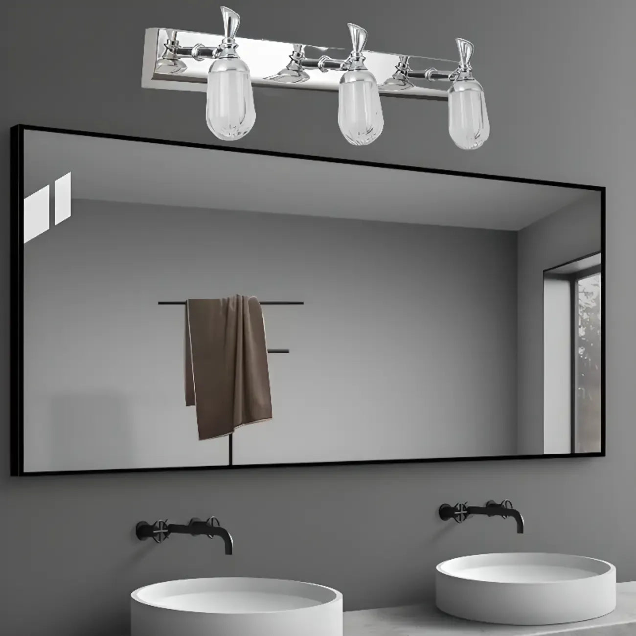 Applique murale moderne en acier inoxydable pour salle de bain, à intensité variable, LED
