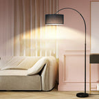Lampadaire moderne à arc réglable avec abat-jour cylindrique pour salon