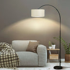 Lampadaire moderne à arc réglable avec abat-jour cylindrique pour salon