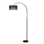 Lampadaire moderne à arc réglable avec abat-jour cylindrique pour salon