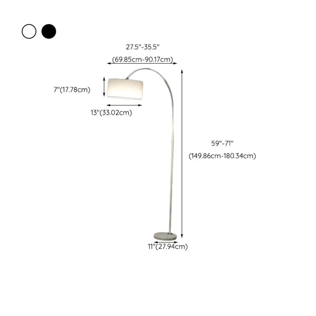 Lampadaire moderne à arc réglable avec abat-jour cylindrique pour salon