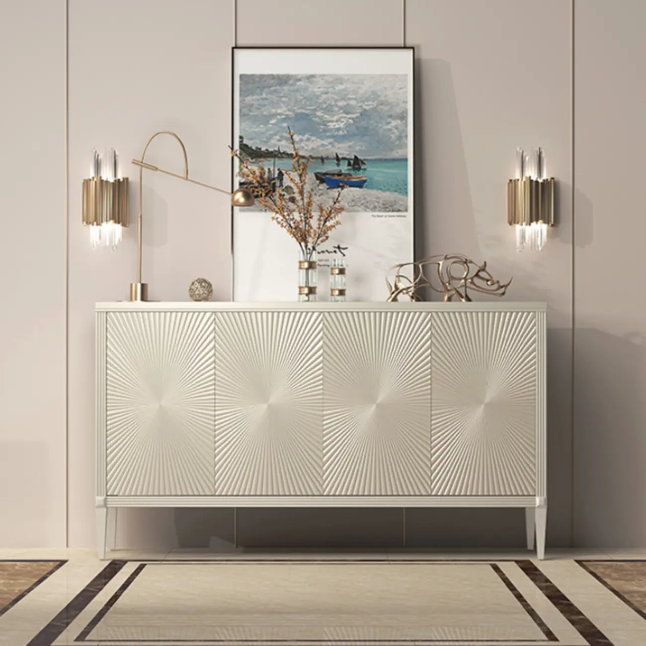 Meuble décoratif en bois beige brillant Glam Visual Effects