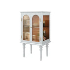 Armoire de rangement traditionnelle en bois noir cannelé et verre transparent