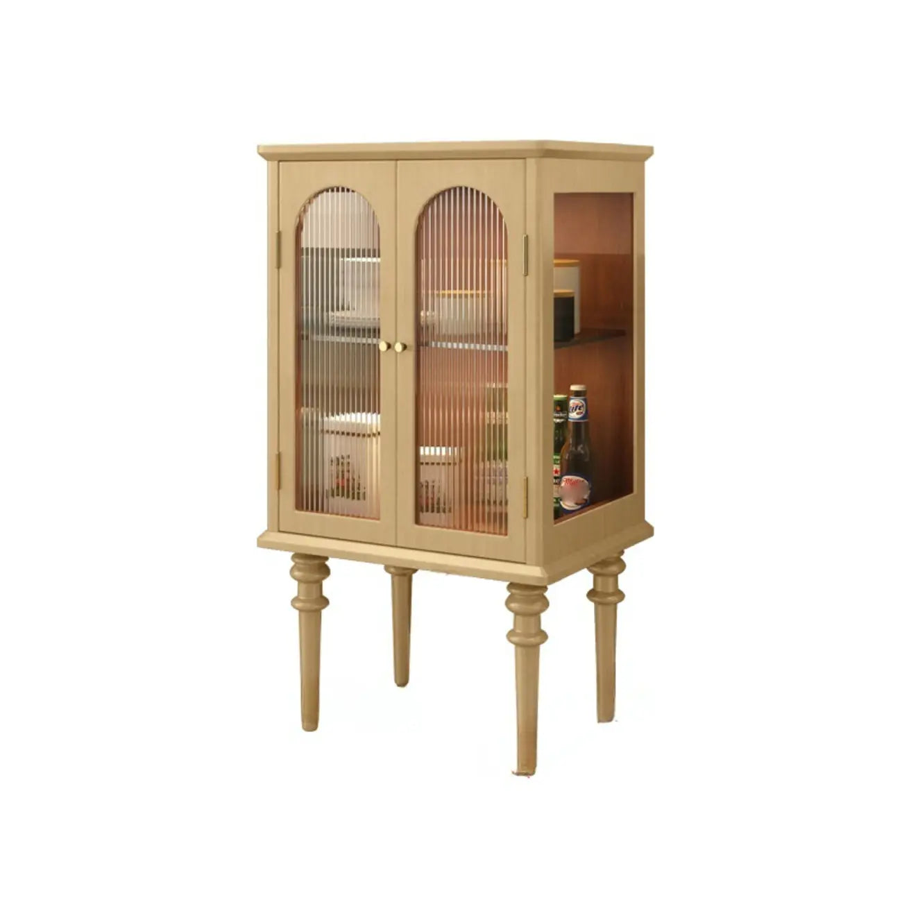 Armoire de rangement traditionnelle en bois noir cannelé et verre transparent