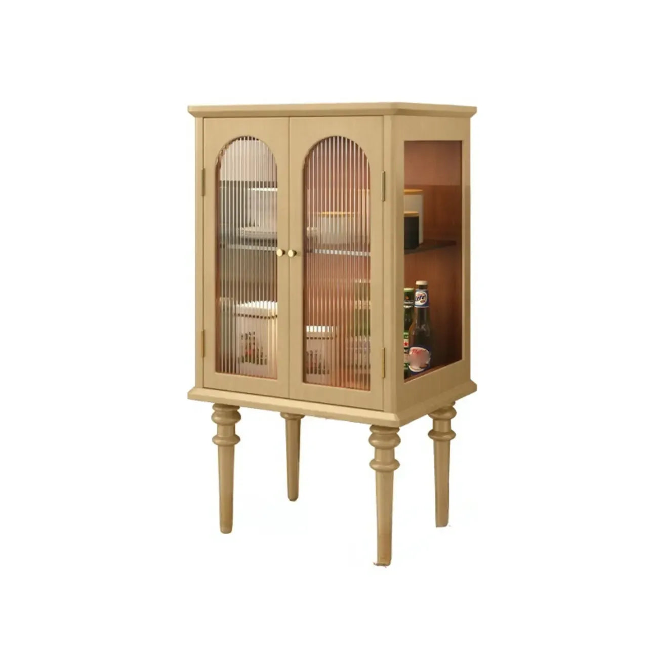 Armoire de rangement traditionnelle en bois noir cannelé et verre transparent