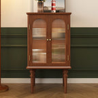 Armoire de rangement traditionnelle en bois noir cannelé et verre transparent