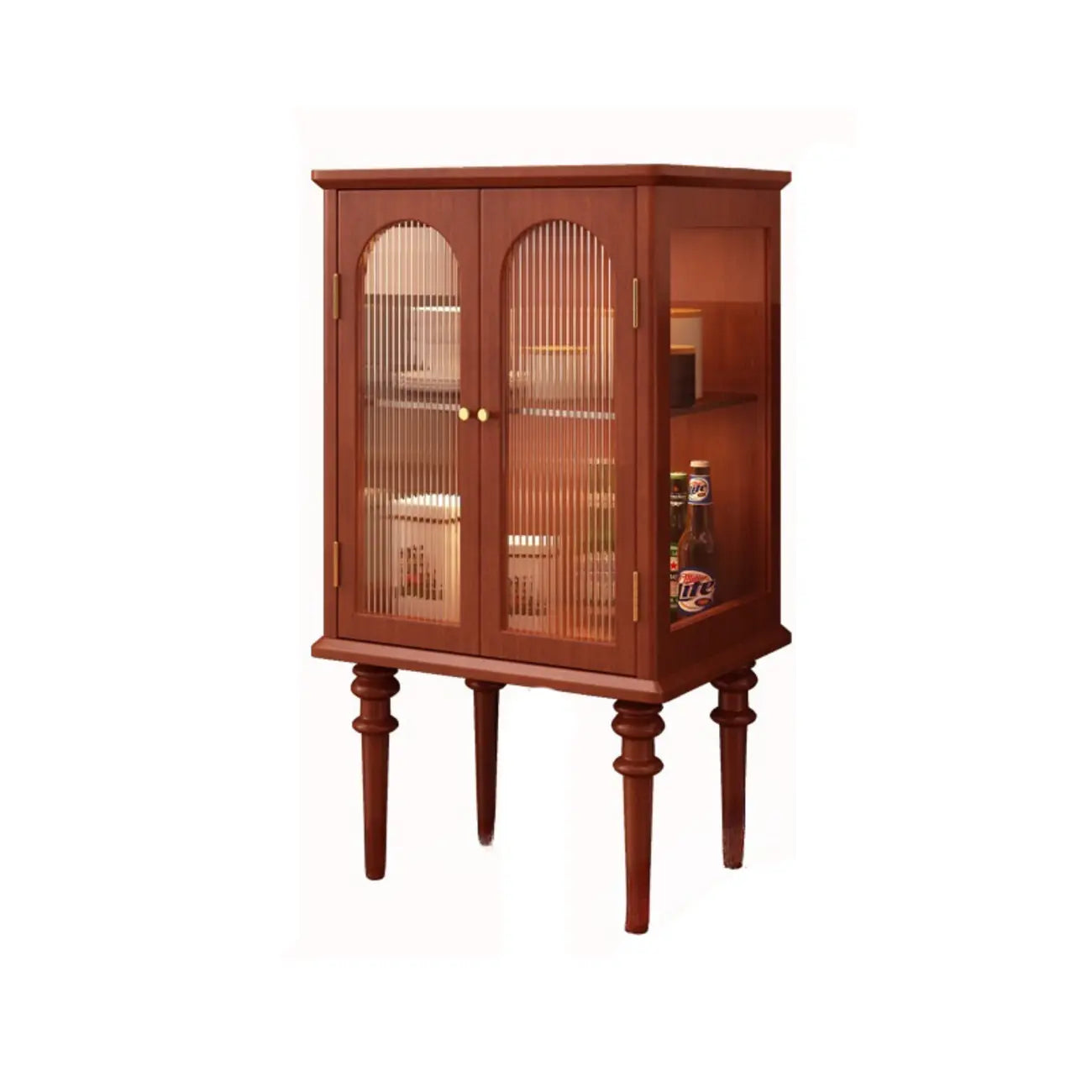 Armoire de rangement traditionnelle en bois noir cannelé et verre transparent