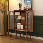 Armoire de rangement traditionnelle en bois noir cannelé et verre transparent