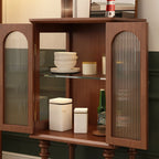 Armoire de rangement traditionnelle en bois noir cannelé et verre transparent
