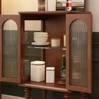 Armoire de rangement traditionnelle en bois noir cannelé et verre transparent