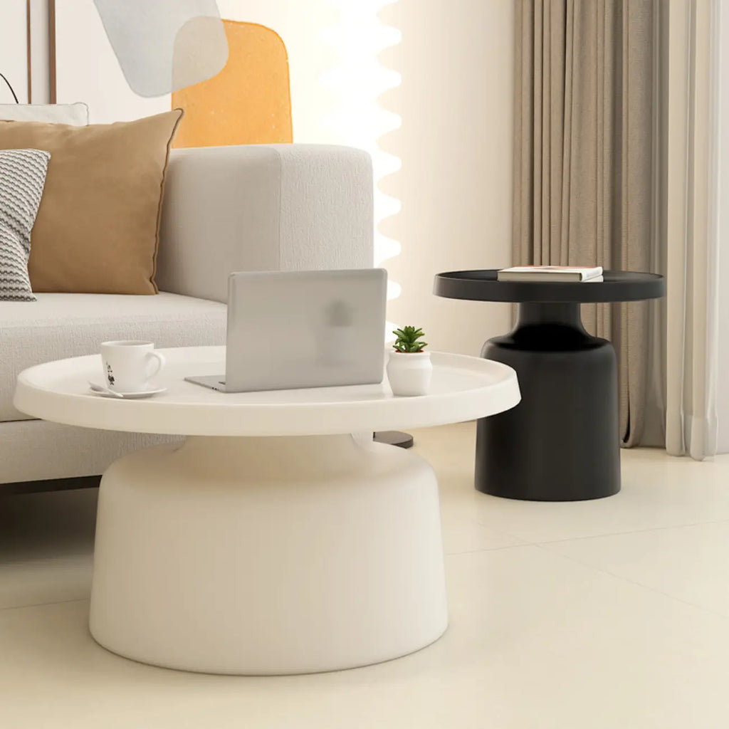 Table d'appoint ronde contemporaine en métal noir
